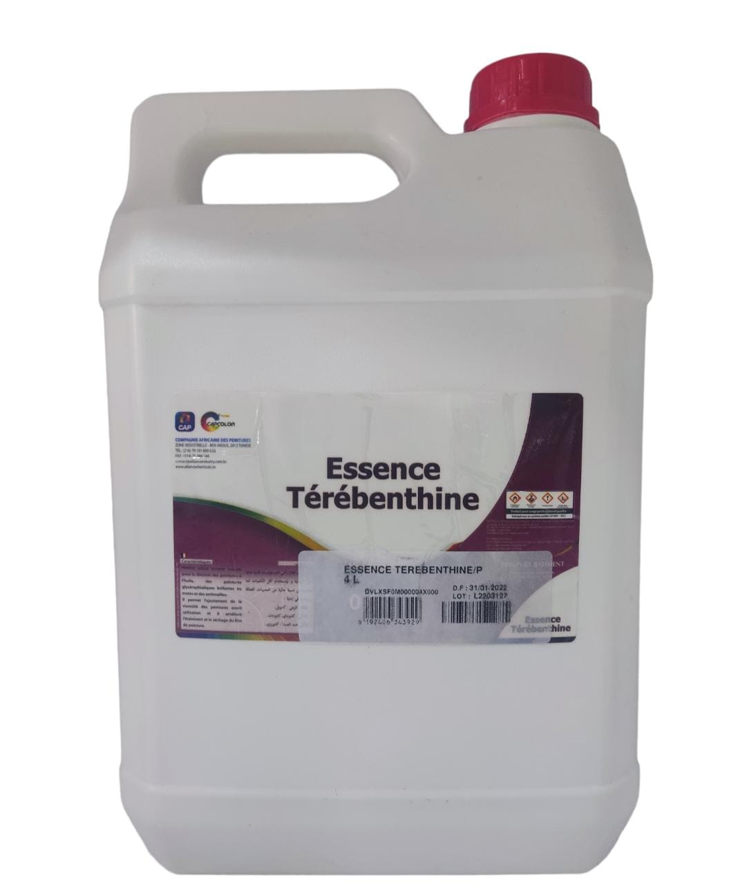 BOUTEILLE DE 4L ESSENCE TEREBENTHINE VALENTINE