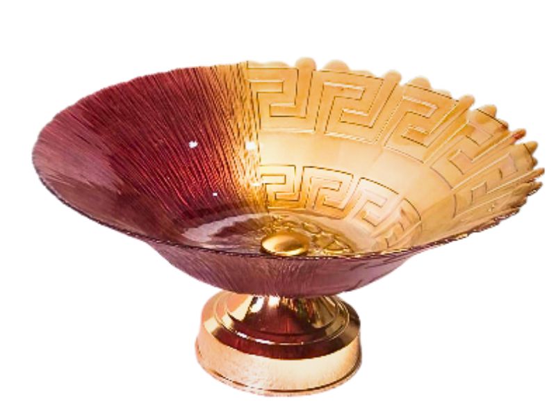  GLASSCOM kuba 40CM porte fruits avec pied rouge or